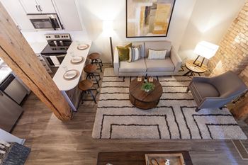 Kitchen and living room view